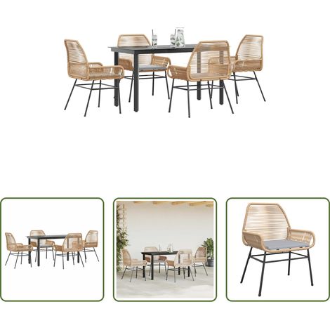 vidaXL Juego de comedor jardín 5 piezas cojines ratán sintético marrón (1/5)