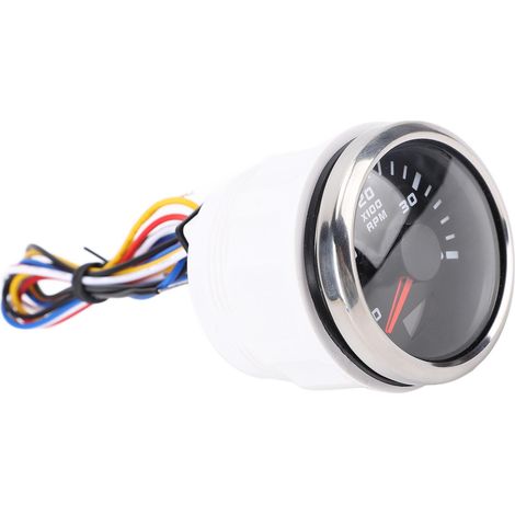 Jauge de tachymètre de moteur de 52 mm 4000 tr/min avec compteur horaire Rétroéclairage 7 couleurs pour camion tracteur voiture RV bateau DC 9 à 32 V Cadran noir Couvercle argenté CX6225. (1/5)