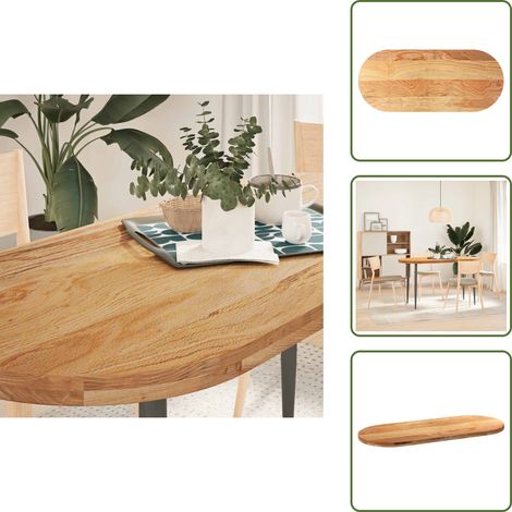vidaXL Dessus de table 140x60x4 cm bois de chêne massif ovale (1/5)