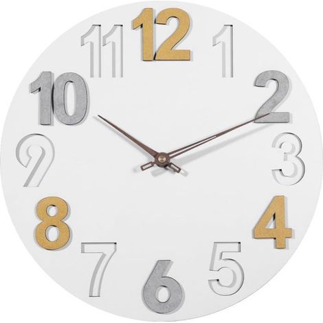Horloge murale numérique tridimensionnelle moderne et minimaliste en panneau MDF gris, 30 cm, moderne, sans son de tic-tac, blanc (1/5)