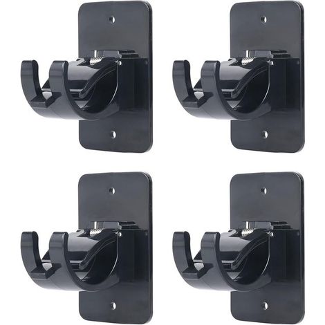 Lot de 4 clips de tringle à rideau – Noirs – Autocollants – Sans perçage – Diamètre max 40 mm (1/5)