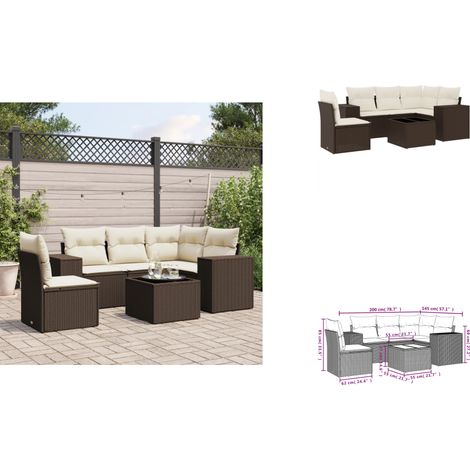 The Living Store 6-tlg. Garten-Sofagarnitur mit Kissen Braun Poly Rattan - Gartentisch (1/3)