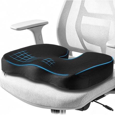 Seat Cushion, Lumbar Support Cushion with Adjustable Strap Chair Cushions for Sciatic Pain Relief, with Washable Memory Foam Cover for Car (1/5)