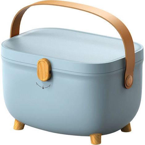Boîte de Rangement Médicale Plastique Grande Capacité, Organisateur à Double Couche avec Compartiments pour Maison et Dortoir, Bleu (1/5)