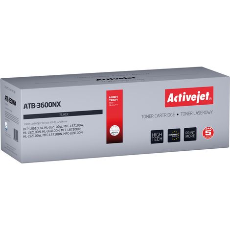 Toner Activejet ATB-3600NX pour imprimantes Brother  compatible avec Brother TN3600XL  qualité supérieure  6 000 pages  noir.