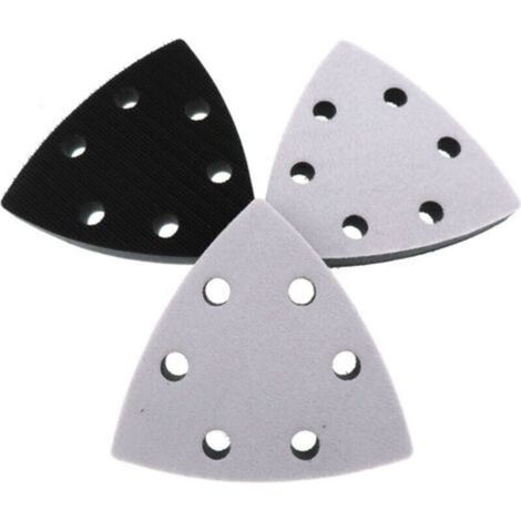 Platorello abrasivo triangolare di ricambio in 3 pezzi, 90 x 90 x 90 mm, platorello abrasivo triangolare a 6 fori (nero) -Crezuo