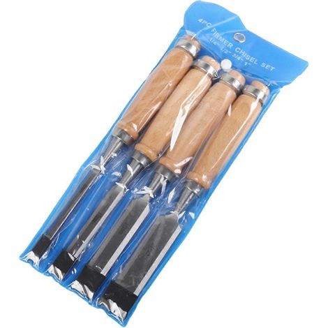 Ensemble de 4 ciseaux à bois avec capuchon, manche en hêtre haute résistance (1/5)