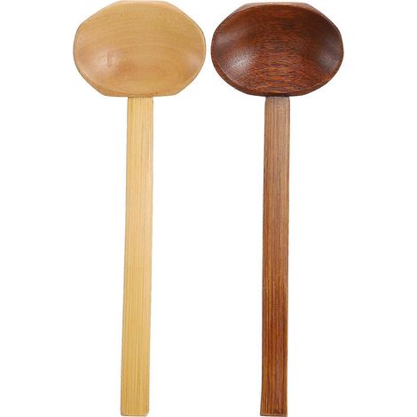 Cuillère à soupe en bois pour fondue chinoise, lot de 4, louche à long manche (1/5)
