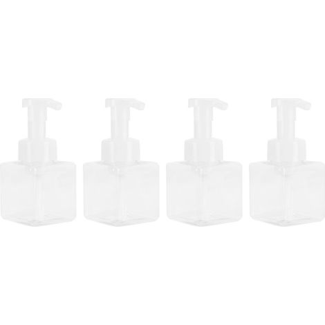 Fiole mousseuse rechargeable 250ml, Pack de 4 Flacons pompe en plastique transparent PETG, Dispenseur à mousse avec pompe verrouillable pour voyage (1/5)