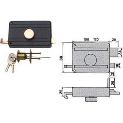 1PZ SERRATURE DA PORTONCINO CON POMOLO INTERNO CATENACCIO E SCROCCO 270CS - mm.60 (270/CS)