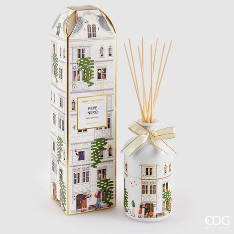 EDG Enzo De Gasperi Profumatore Bottiglia di Natale Rue de Rivoli 500 Ml H 35 Cm Black Pepper Bianco