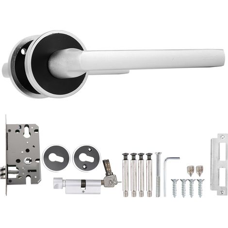 Poignée de porte européenne D01-A022 Aluminium anodisé noir et blanc serrure silencieuse avec cylindre et clés pour porte intérieure (1/5)