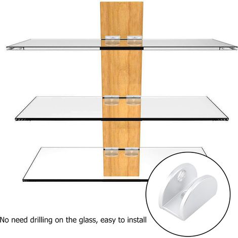4 pinces à verre en aluminium spatial pour étagère (1/5)
