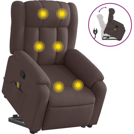 Maison Exclusive - Massagesessel mit Aufstehhilfe Dunkelbraun Sto
