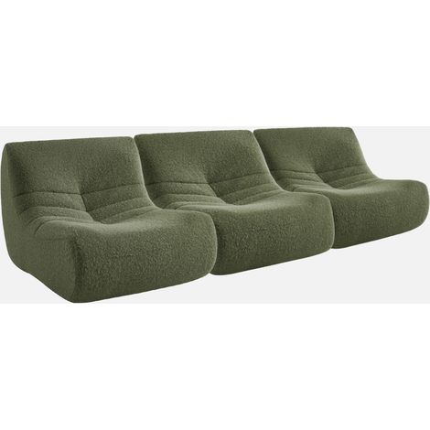 Divano modulare tessuto effetto alpaca, 3 posti
