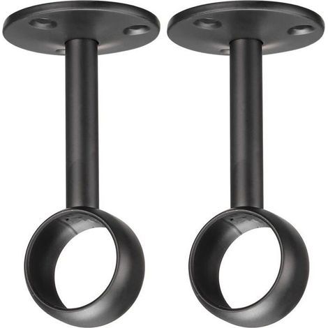 Supports de placard pour tringle à rideau, en acier inoxydable noir, 1.28 pouces, lot de 2 pièces, support de plafond (1/4)