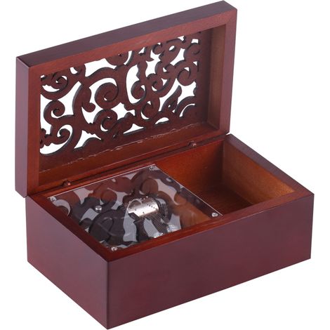 Miniatur-Spieldose aus Massivholz mit Handaufzug, 18 Töne, mit Schmuckkästchen (silbernes Uhrwerk/Edelweiß) (1/5)