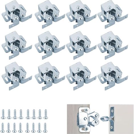12 Pièces Loqueteaux À Double Roulettes Double rouleau Fermetures À Double Galet, Loquet Porte Placard avec Vis, Métal Fermetures pour Portes pour Bibliothèque, Armoire, Placard et Penderie (1/5)