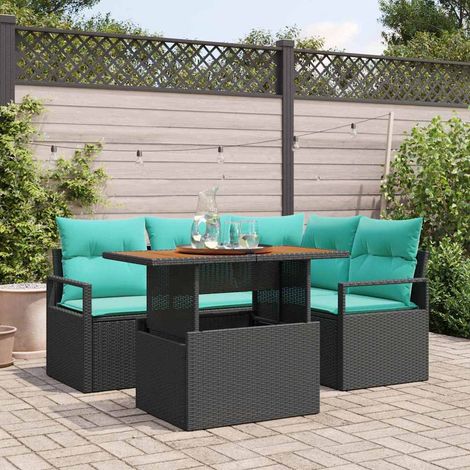Garten Essgruppe mit Kissen 5 pcs Schwarz und Teal