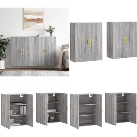 Wandschränke 2 Stk. Grau Sonoma 69,5x34x90 cm - Wandschrank - Wandschränke - Home & Living (1/5)