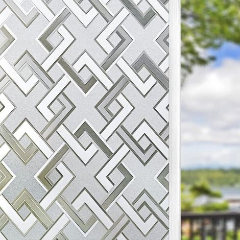 Film Electrostatique Vitre - Film Opaque pour Fenetre, Adhesif Autocollants, Film Intimité Fenêtre Décoratifs Cuisine Maison Maison Portes Patio (Motif Carré 45 x 200 cm) (1/5)