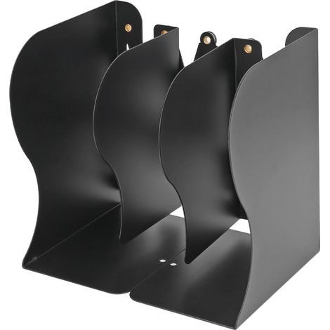 Supports-livres rétractables noirs, design fin en acier inoxydable bords arrondis, support de bureau pour livres. (1/5)