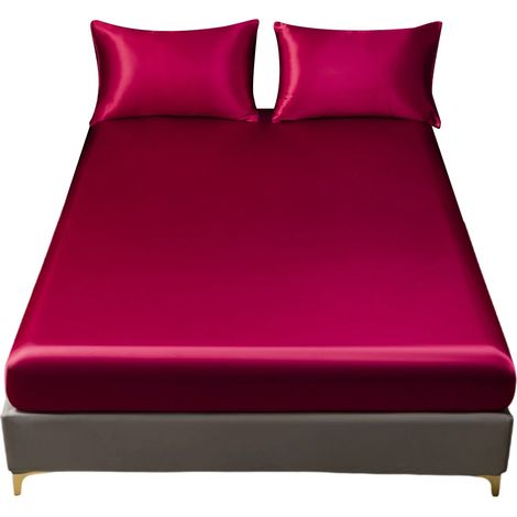 1 Drap Housse, Satin, 140x190 cm, Bonnet 30 cm, Microfibre, Respirant, Matelas Épais (1/5)