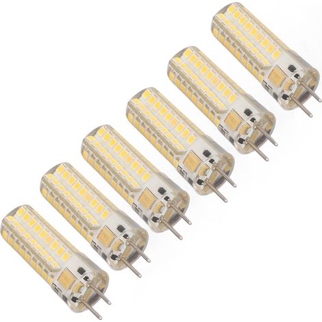 Lot de 6 ampoules LED GY6.35 7W AC/DC12V 700lm 72 LED 360° Ampoule LED type maïs pour suspensions et plafonniers Lumière chaude (2700K-3000K) (1/5)