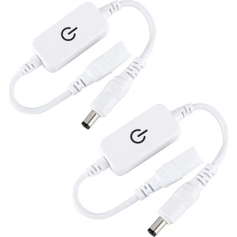 Interrupteur tactile LED 2 pièces, 12-24 V, 4 A, pour bande lumineuse monochrome, blanc, marche/arrêt (1/5)