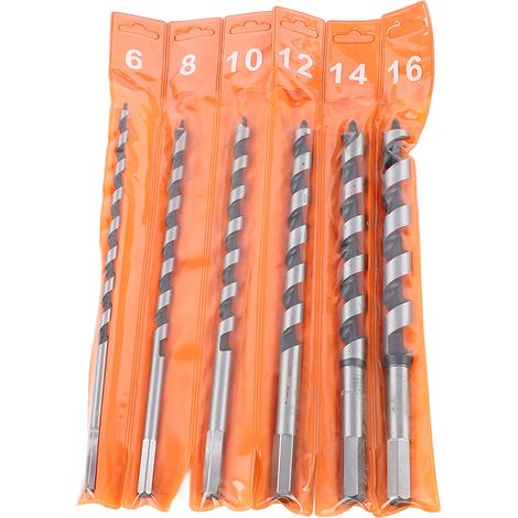Set di 6 punte da trapano con attacco esagonale RASTKY, punte a spirale resistenti all'usura per la foratura del legno, per una foratura efficiente a casa o in officina.