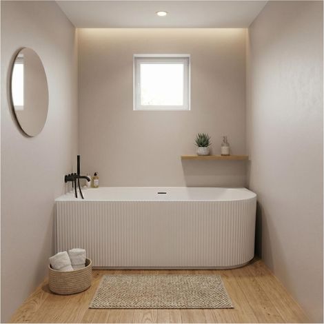 Baignoire STRIA 150x80 Semi-Îlot Striée - Angle Gauche Acrylique Blanc