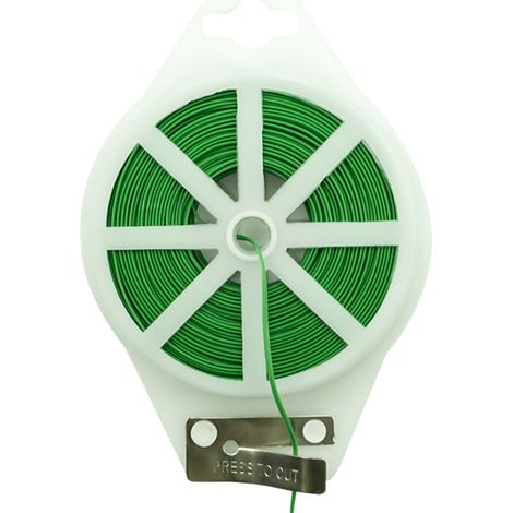 1 Rouleau Attache végétale, Fil de fer gainé plastique vert 100m avec coupeur intégré, pour jardin et organisation câbles maison bureau (1/5)