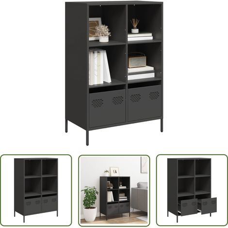 vidaXL Buffet haut noir 68x39x103,5 cm acier (1/5)
