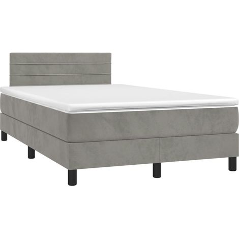 Sommier à lattes de lit avec matelas LED gris clair 120x190 (1/5)