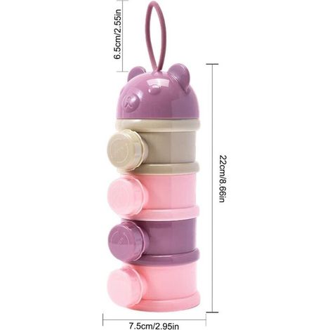Distributeur Lait Poudre Portable, Boite Dosseuse Lait, Doseuse Poudre Lait, Boîtes Empilables Lait Poudre À Ouverture Latérale, Boîte Stockage Fruits Alimentaires Voyages L'Extérieur Violet (1/4)