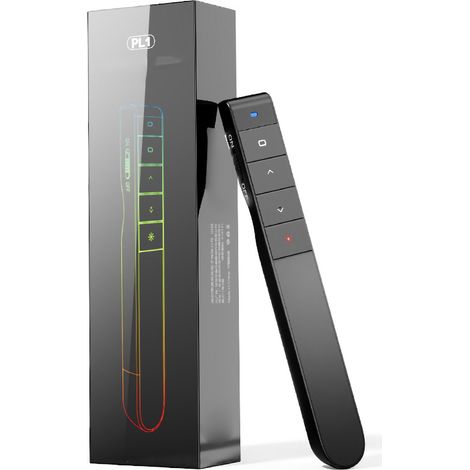 Présentateur sans fil ergonomique avec charge USB, télécommande de présentation pour réunion, design noir. (1/5)