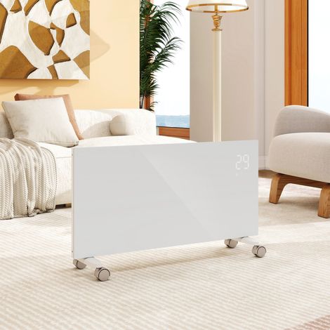 Radiateur électrique AICA NDJ1 2000W WiFi connecté verre blanc ultra-fin 70mm grande surface mobile mural