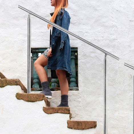 Randaco 160 cm Edelstahl Handlauf Geländer Treppengeländer mit 0 Querstreben für Treppen Brüstung Ø 42mm Balkongeländer Aufmontage