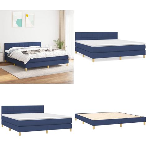 Boxspringbett mit Matratze Blau 180x200 cm Stoff - Boxspringbett - Doppelbett - Schlafraum - Bettenausstattung - Blau - Home & Living (1/5)
