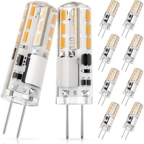 G4 LED Ampoule, 1.4W Equivalent 10W Halogène Lampe, AC/DC 12V, Blanc chaud 3000K, 100LM, Non-Dimmable, Économies d’énergie, 360° Angle de Faisceaux - 10 Pièces [Classe énergétique F] (1/4)