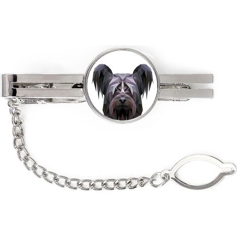 Skye Terrier - Pinza para corbata geométrica con foto e inscripción Art-Dog (1/4)