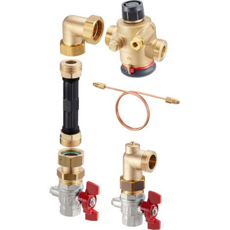 Ensemble de raccordement pour compteur de chaleur OV avec Cocon QDP, forme angulaire DN 20