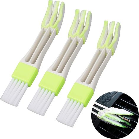Lot de 3 mini-collecteurs de poussière, brosse à poussière à trois couches pour le nettoyage des grilles d'aération de voiture, brosse à poussière pour stores