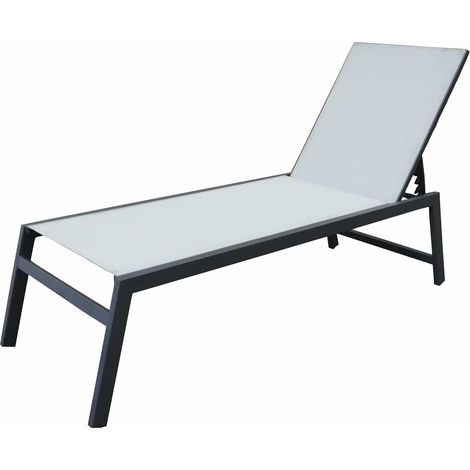 Transat bain de soleil pliable en aluminium – Multi-positions 203x64x43 cm – Tissu résistant pour jardin et camping – Couleurs gris clair et anthracite – Chillvert (1/5)