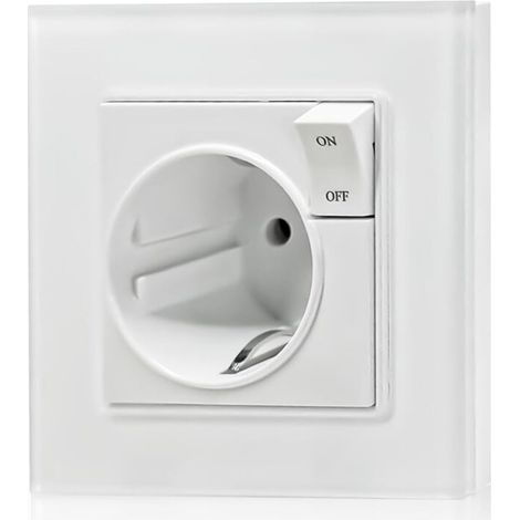 Socket with switch, socket with wall switch, recessed power socket, socket mechanism with switch, universal switch with bracket (white) (1/5)