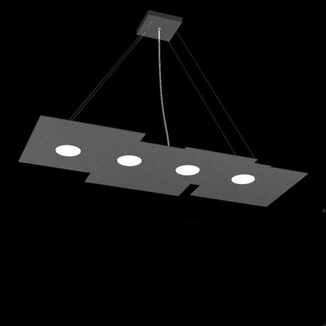 Lampadario moderno top light plate 1129 s4 r gx53 led metallo monoemissione sospensione, finitura metallo antracite