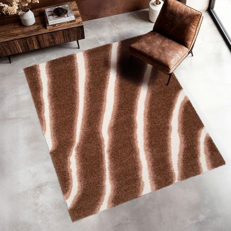 Tapis intérieur motif rayé marron - Nya 160 x 230 cm (1/5)
