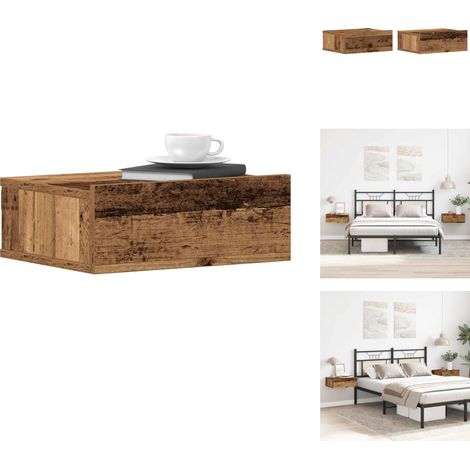 Tables de chevet flottantes 2 pcs vieux bois bois d'ingénierie - Table De Chevet Flottante - Tables De Chevet Flottantes - Table De Nuit - Table De Lit (1/5)