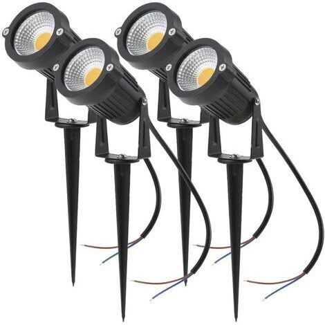 BUNTHAUS Lot de 4 Spot LED Cob 5W 220V Spots Jardin Orientables avec Piquet Luminaires Extérieur Jardin Terrasse（Blanc chaud）