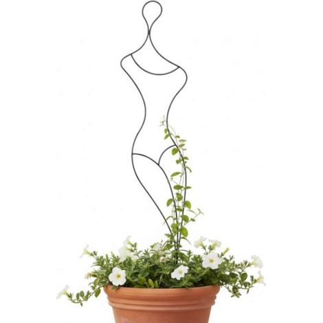 DanDiBo Design Rankhilfe Metall Rankgitter 140 cm Schwarz Frau Gracia Kletterhilfe Bodenstecker Blumenhalter Ranksäule
